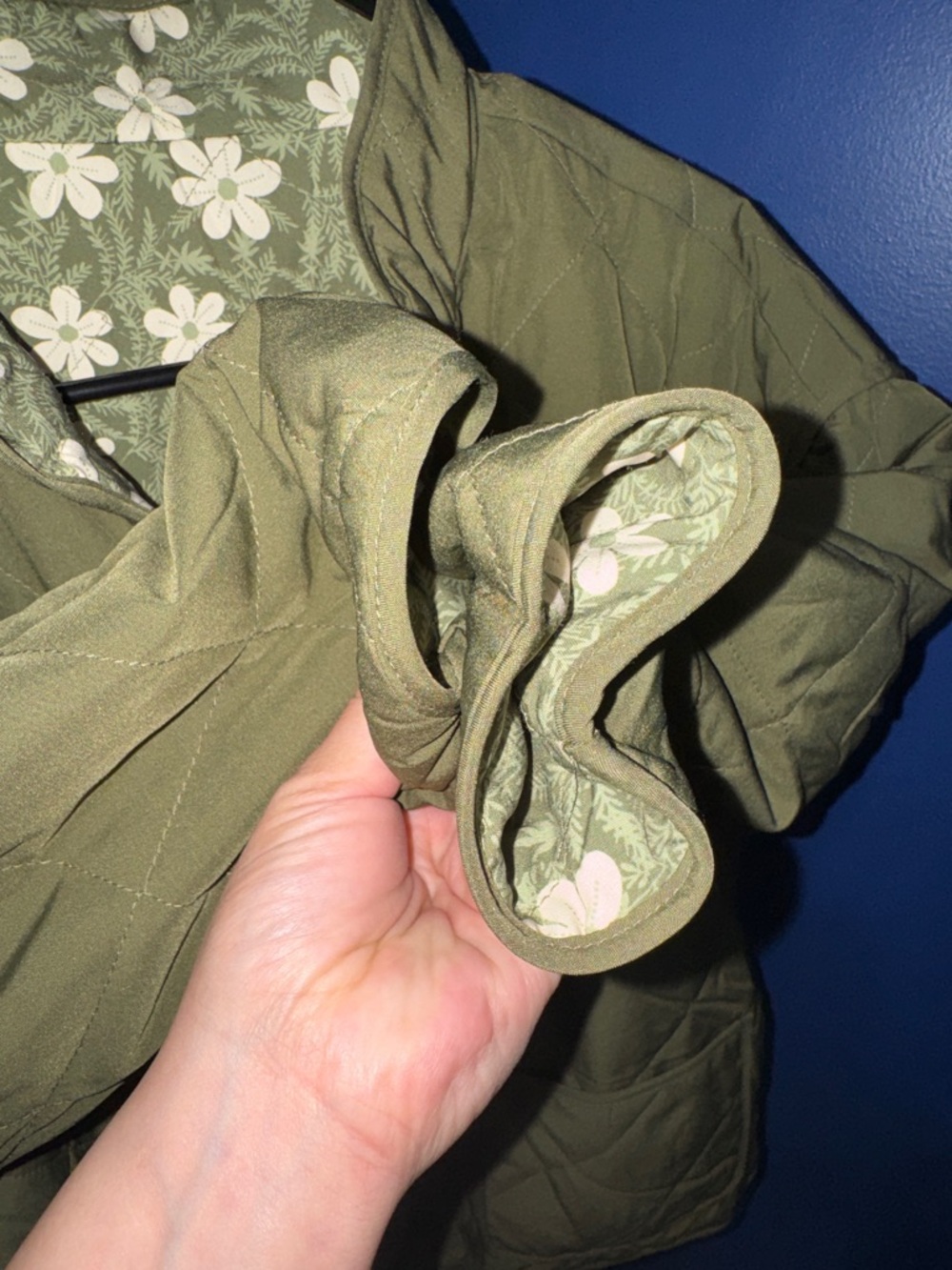 SABRINA LAUREN- NWT Reversible Green Floral Open Front Jacket Size Petite Med - Picture 8 of 14